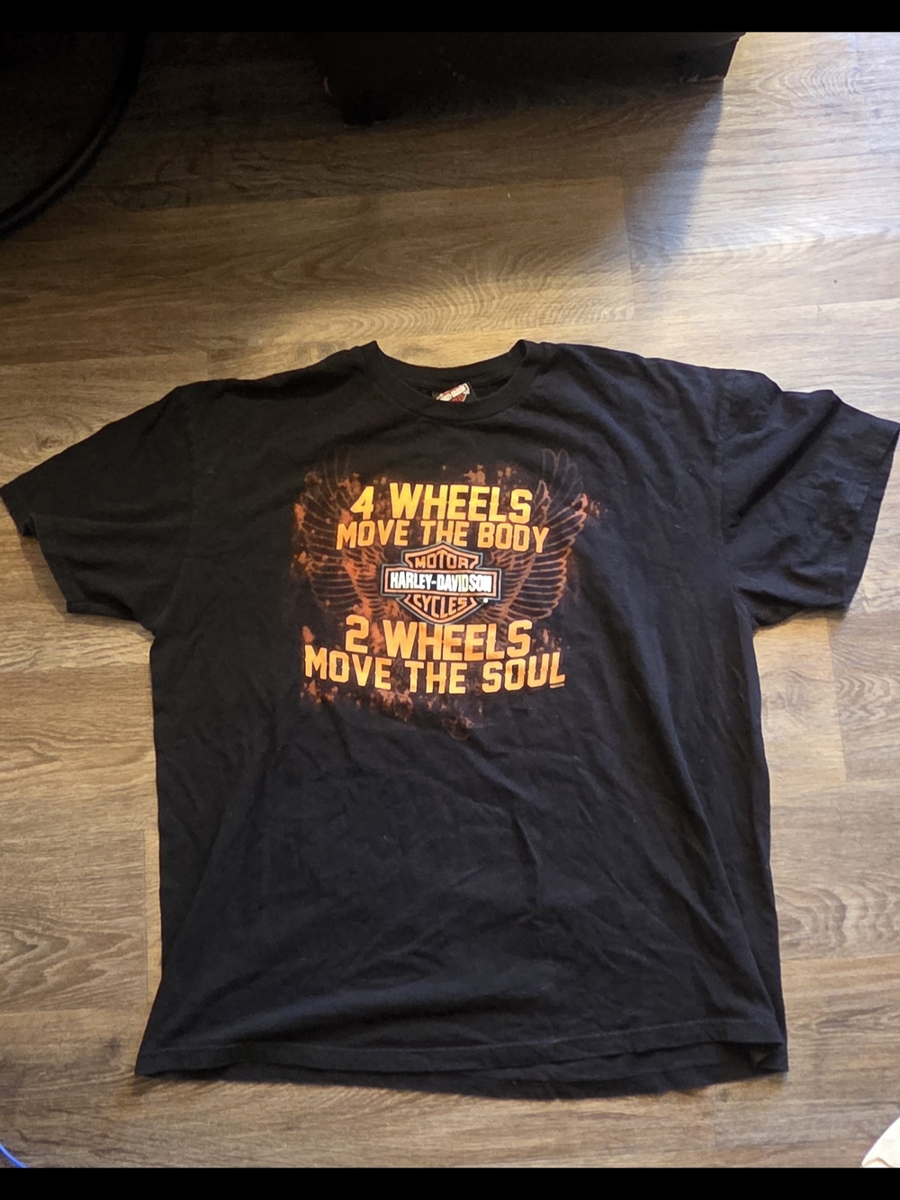 Harley-Davidson Black T-Shirt with Yellow-Orange Graphic
